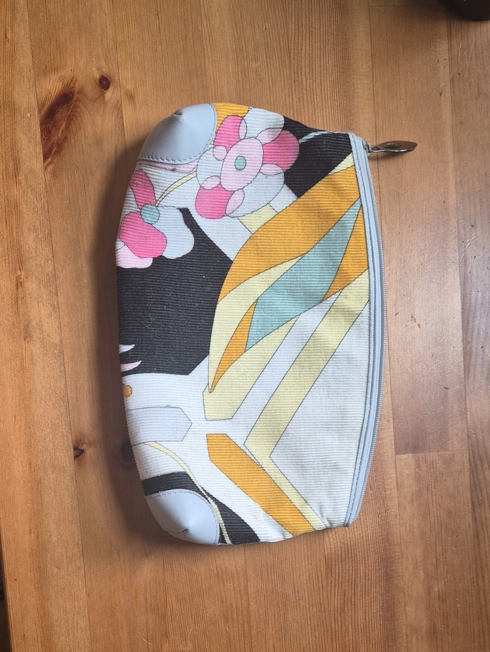 Emilio Pucci Floral Zip Pouch in Pink, Yellow, Black